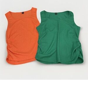 SHEIN Vibrant Orange and Green Tank Tops L/XL